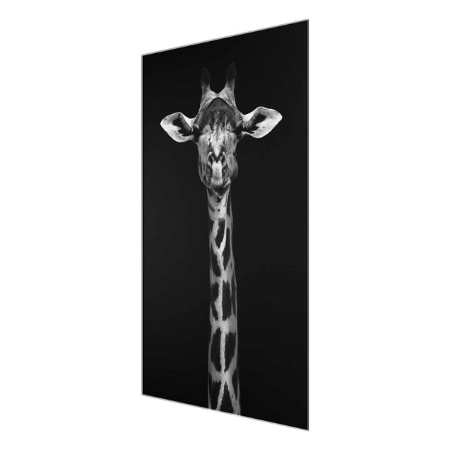 quadros em preto e branco Dark Giraffe Portrait