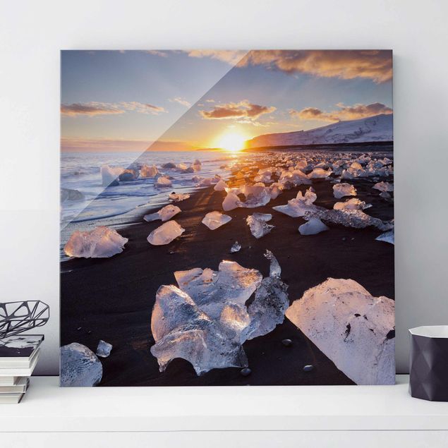 decoraçao para parede de cozinha Chunks Of Ice On The Beach Iceland