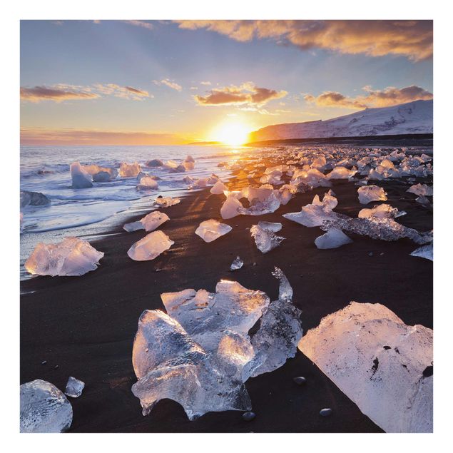 quadro decorativo mar Chunks Of Ice On The Beach Iceland