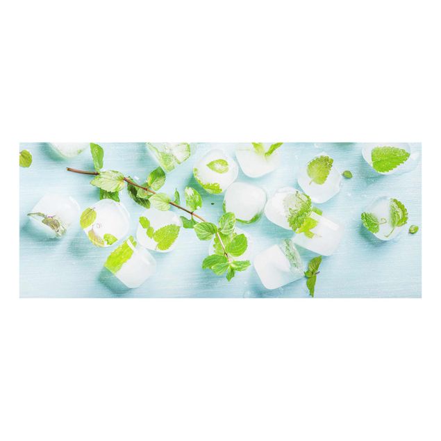 Quadros decorativos Ice Cubes With Mint Leaves