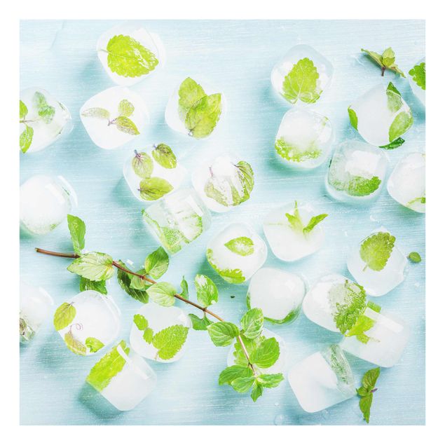 Quadros decorativos Ice Cubes With Mint Leaves