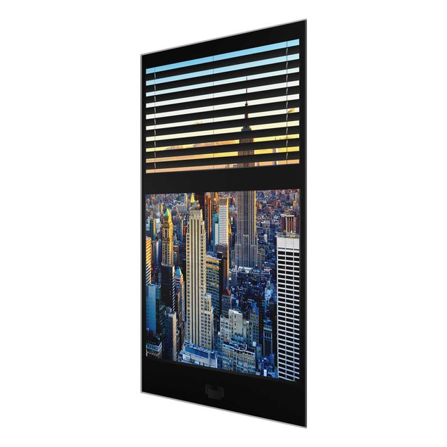 quadros decorativos para sala modernos Window View Blinds - Sunrise New York