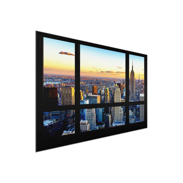 quadro em 3d Window view - Sunrise New York