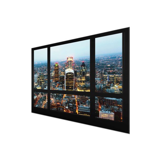 Quadros modernos Window view illuminated skyline of London