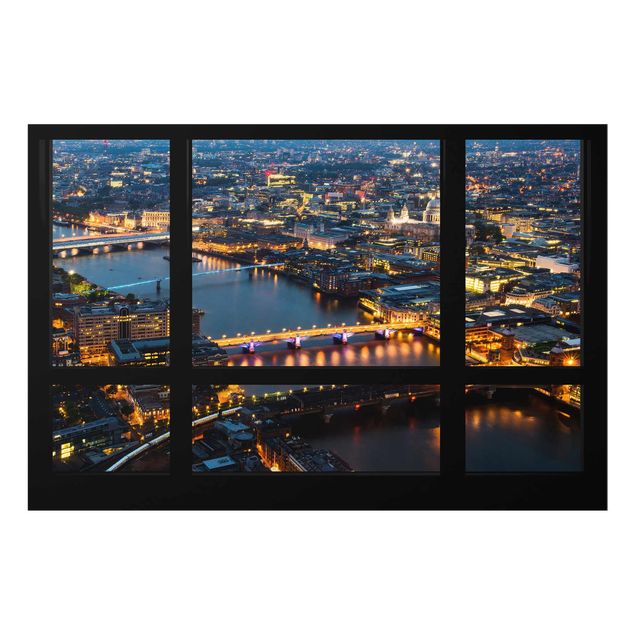 Quadros cidades Window view of London's skyline with bridge