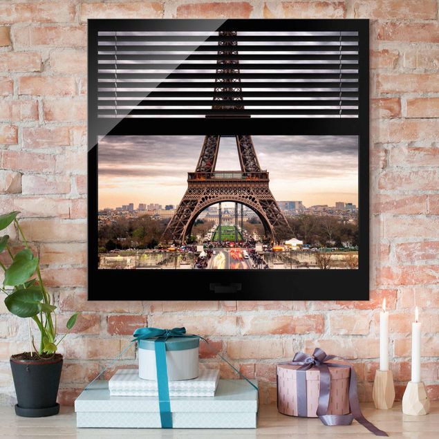 decoraçao para parede de cozinha Window Blinds View - Eiffel Tower Paris