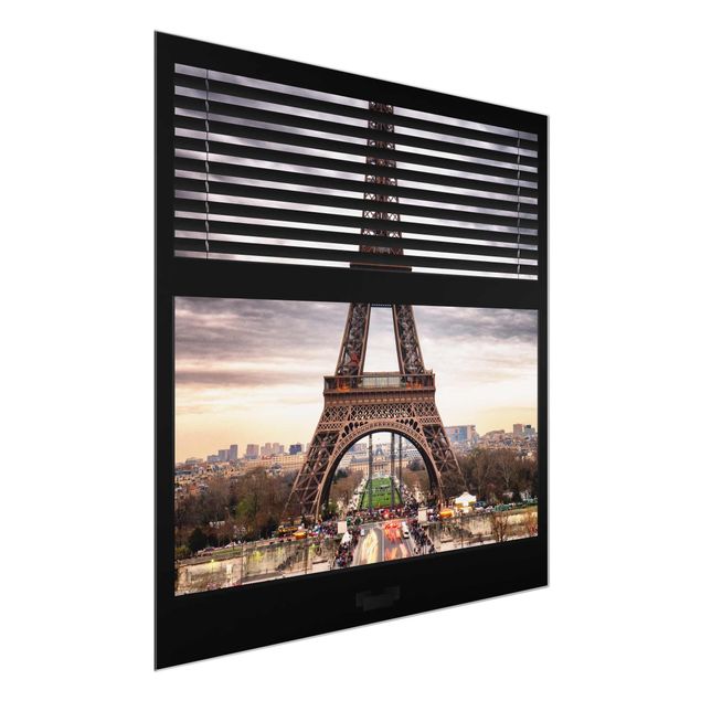 Quadros em vidro cidades e paisagens urbanas Window Blinds View - Eiffel Tower Paris