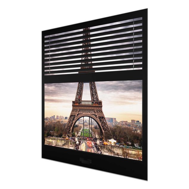 quadros modernos para quarto de casal Window Blinds View - Eiffel Tower Paris