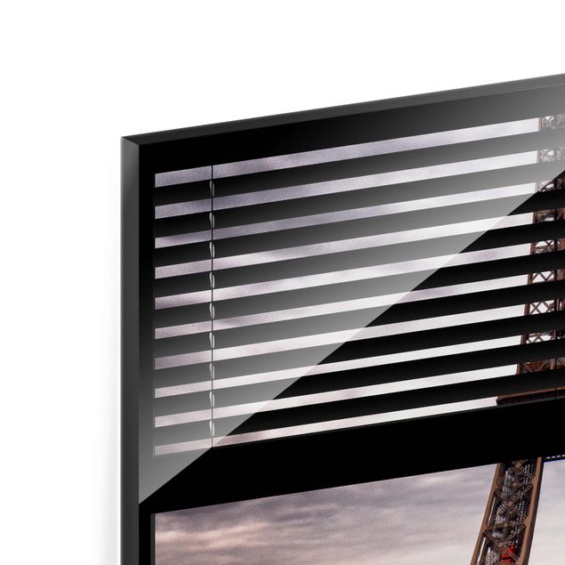 quadro de vidro Window Blinds View - Eiffel Tower Paris
