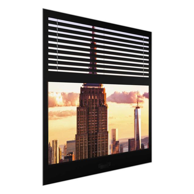 Quadros em vidro cidades e paisagens urbanas Window View Blind - Empire State Building New York