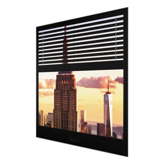 quadros decorativos para sala modernos Window View Blind - Empire State Building New York