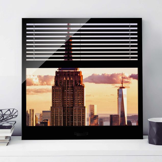 Quadros em vidro Nova Iorque Window View Blind - Empire State Building New York