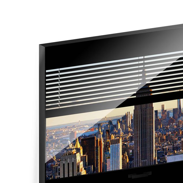 quadro de vidro Window View Blinds - Manhattan Evening