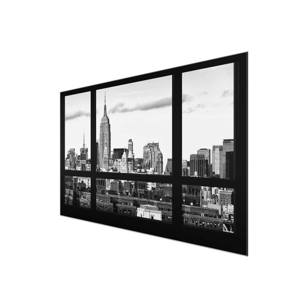 Quadros cidades Window Manhattan Skyline black-white