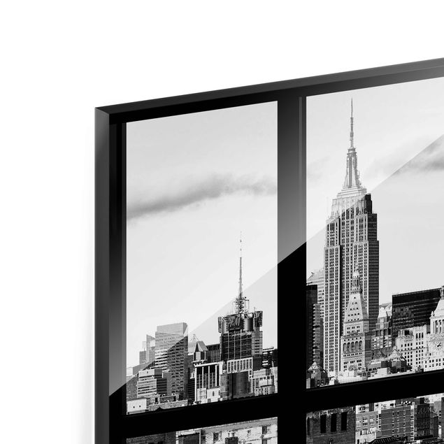 decoração quadros Window Manhattan Skyline black-white