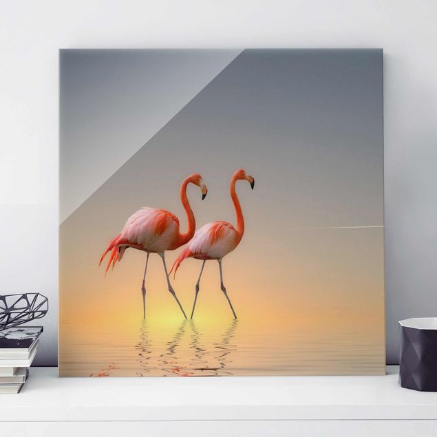 decoraçao para parede de cozinha Flamingo Love