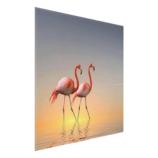 quadro decorativo mar Flamingo Love