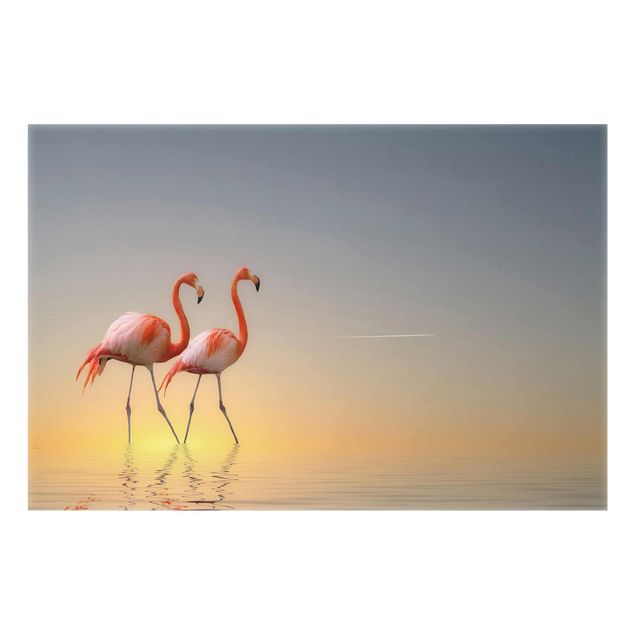 Quadros em vidro praia Flamingo Love