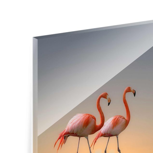 Quadros em vidro animais Flamingo Love