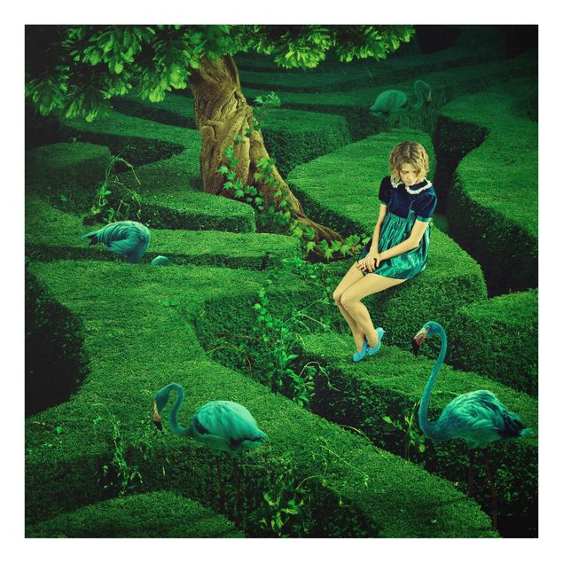 quadro decorativo verde Woman in the Labyrinth