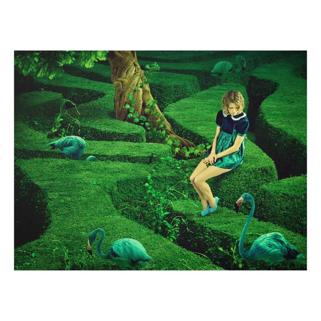 quadro decorativo verde Woman in the Labyrinth