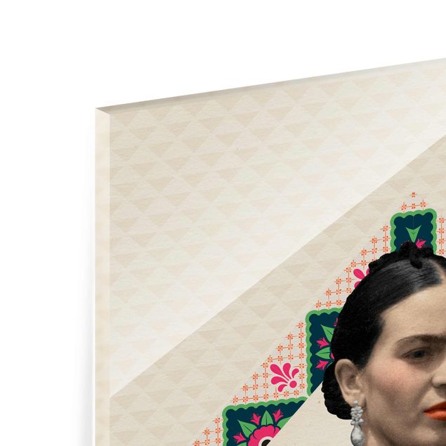 quadro em vidro Frida Kahlo - Flowers And Geometry