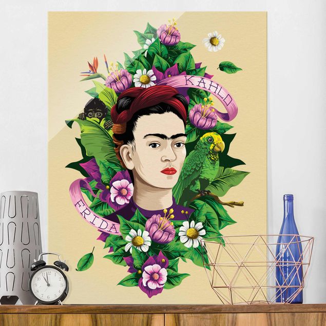 decoraçao cozinha Frida Kahlo - Frida, Äffchen und Papagei