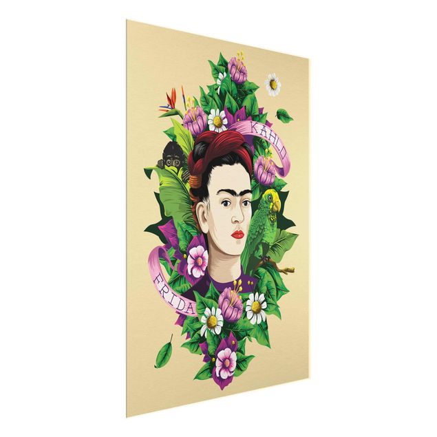 quadros flores Frida Kahlo - Frida, Äffchen und Papagei