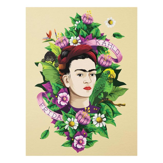 Quadros de Frida Kahlo Frida Kahlo - Frida, Äffchen und Papagei