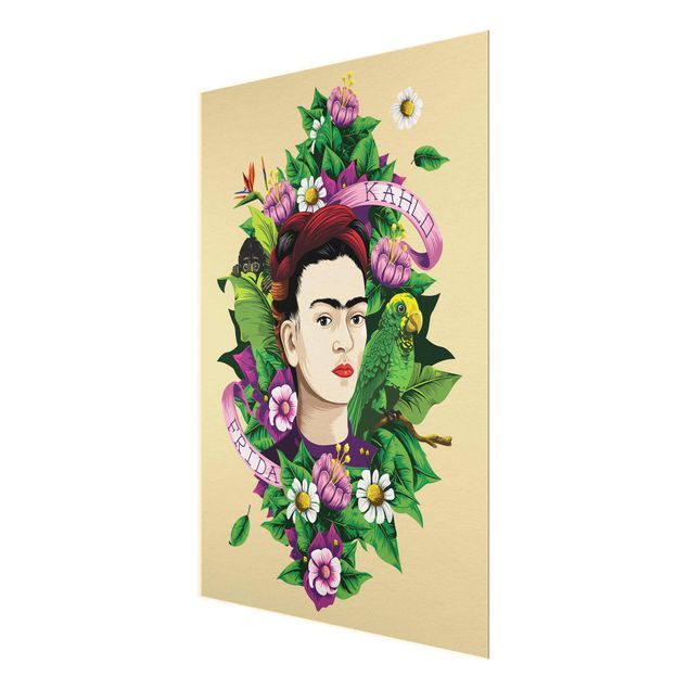 quadros para parede Frida Kahlo - Frida, Äffchen und Papagei