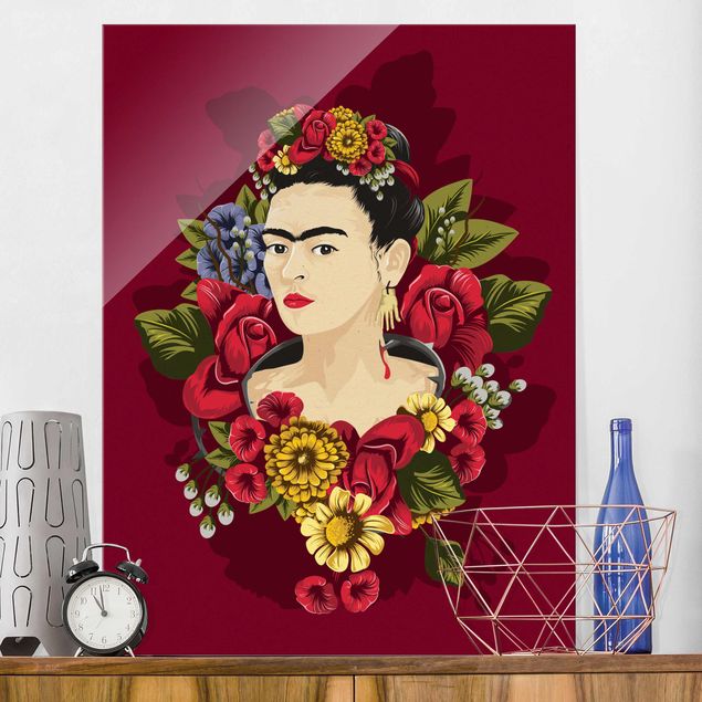 Quadros em vidro de rosas Frida Kahlo - Roses