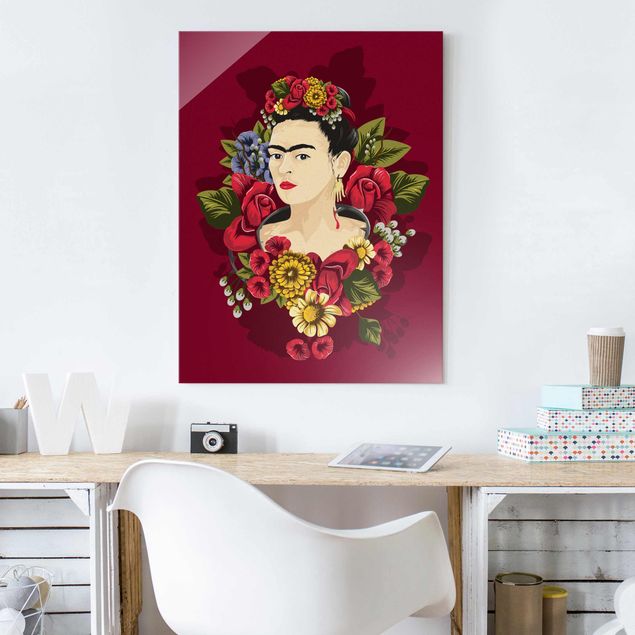 Quadros em vidro flores Frida Kahlo - Roses