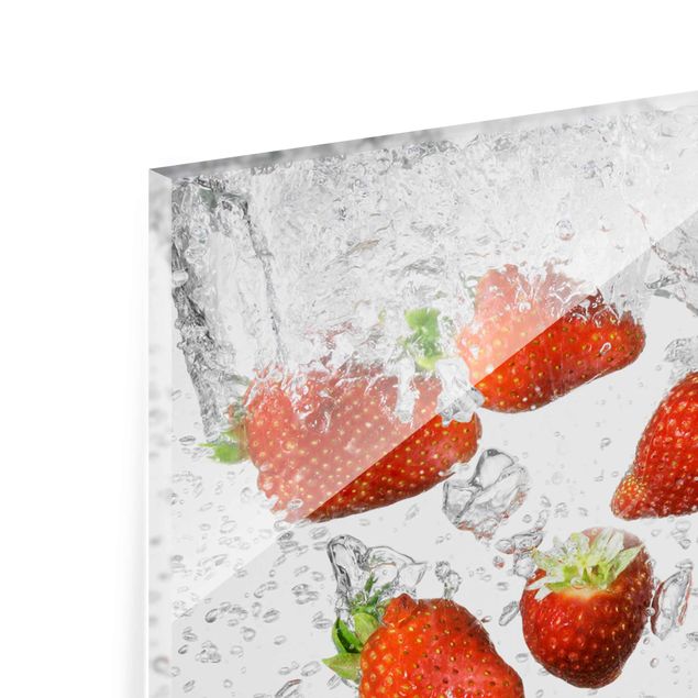 Quadros em vidro Fresh Strawberries In Water
