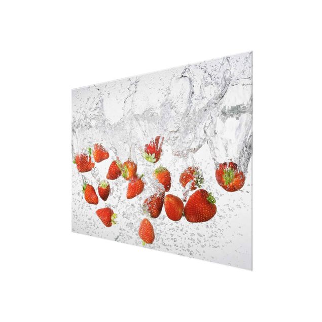 quadro de vidro Fresh Strawberries In Water