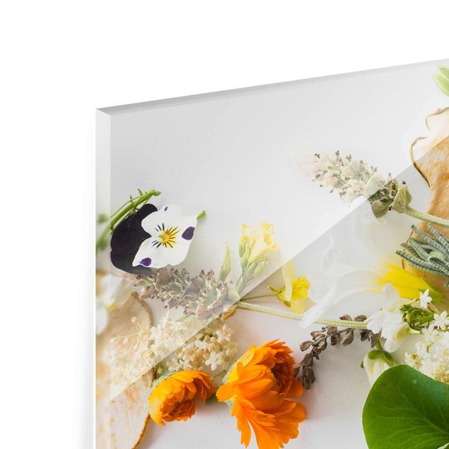 quadro de vidro Fresh Herbs With Edible Flowers