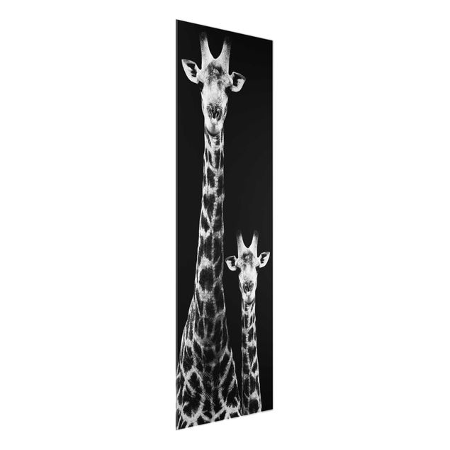Quadros em vidro animais Giraffe Duo black & white