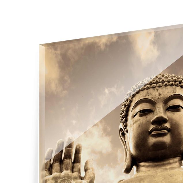 Quadros em vidro Big Buddha Sepia