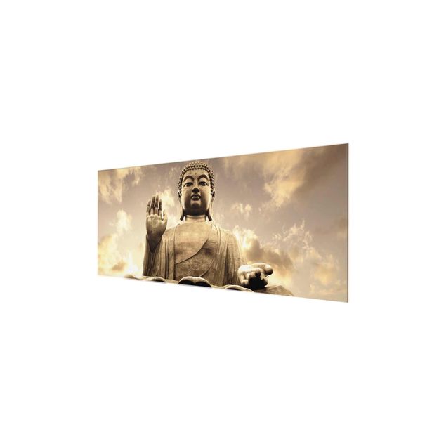quadro em vidro Big Buddha Sepia