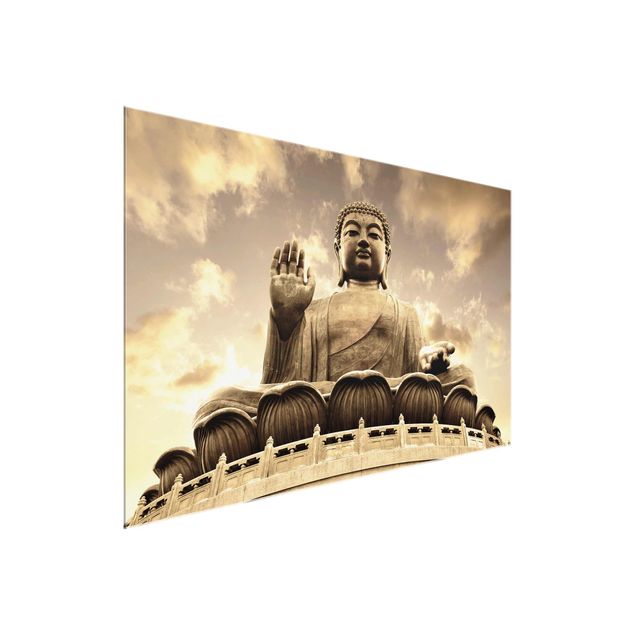 quadros decorativos para sala modernos Big Buddha Sepia