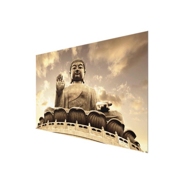 quadro em vidro Big Buddha Sepia