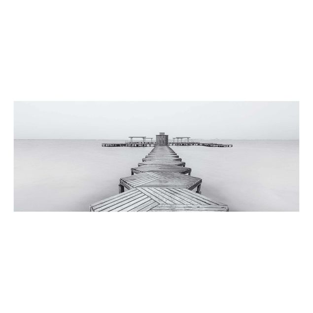 Quadros em vidro paisagens Wooden Pier In Black And White