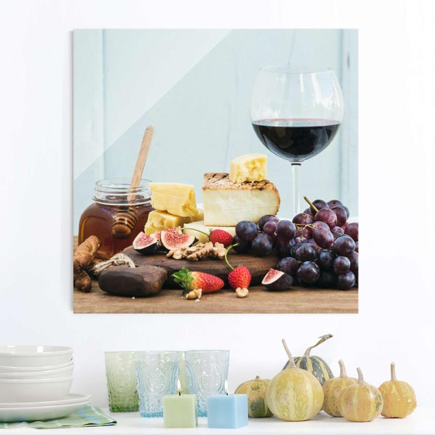 quadros decorativos para sala modernos Cheese And Wine