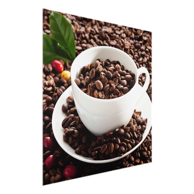 Quadros em marrom Coffee Cup With Roasted Coffee Beans