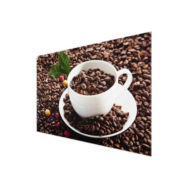 quadro de vidro Coffee Cup With Roasted Coffee Beans