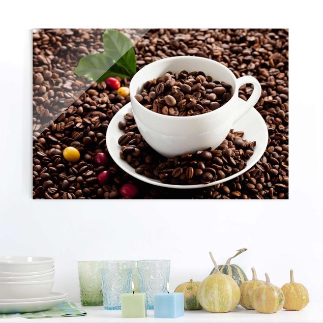 decoraçoes cozinha Coffee Cup With Roasted Coffee Beans