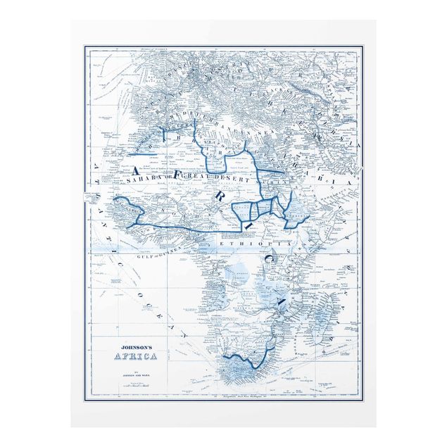 quadros azuis Map In Blue Tones - Africa