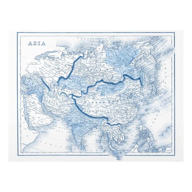 quadro azul Map In Blue Tones - Asia