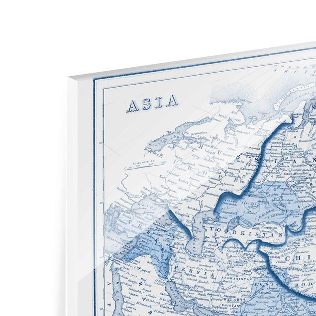 quadro de vidro Map In Blue Tones - Asia