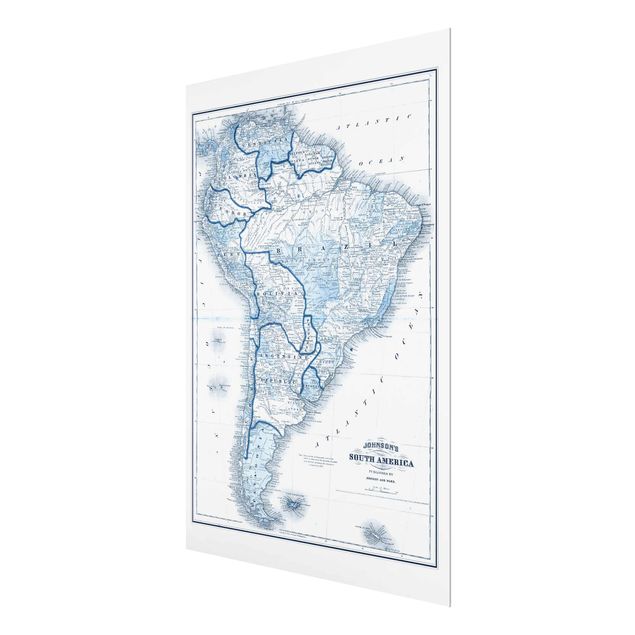 decoração quadros Map In Blue Tones - South America