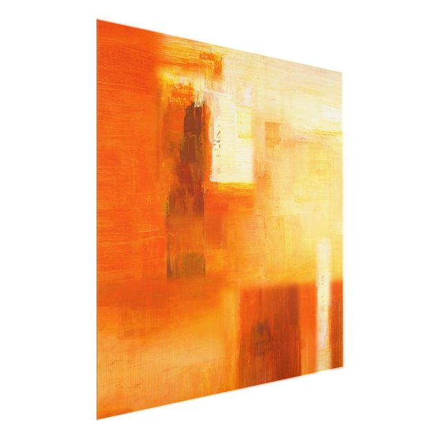 quadros abstratos modernos Petra Schüßler - Composition In Orange And Brown 02